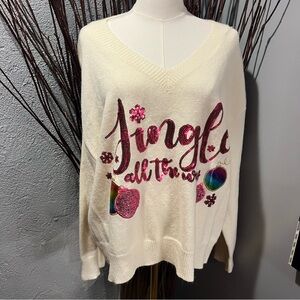 🎄EMMA & GRACE CREAM  “JINGLE ALL THE WAY” CHRISTMAS SWEATER SIZE XL🎄